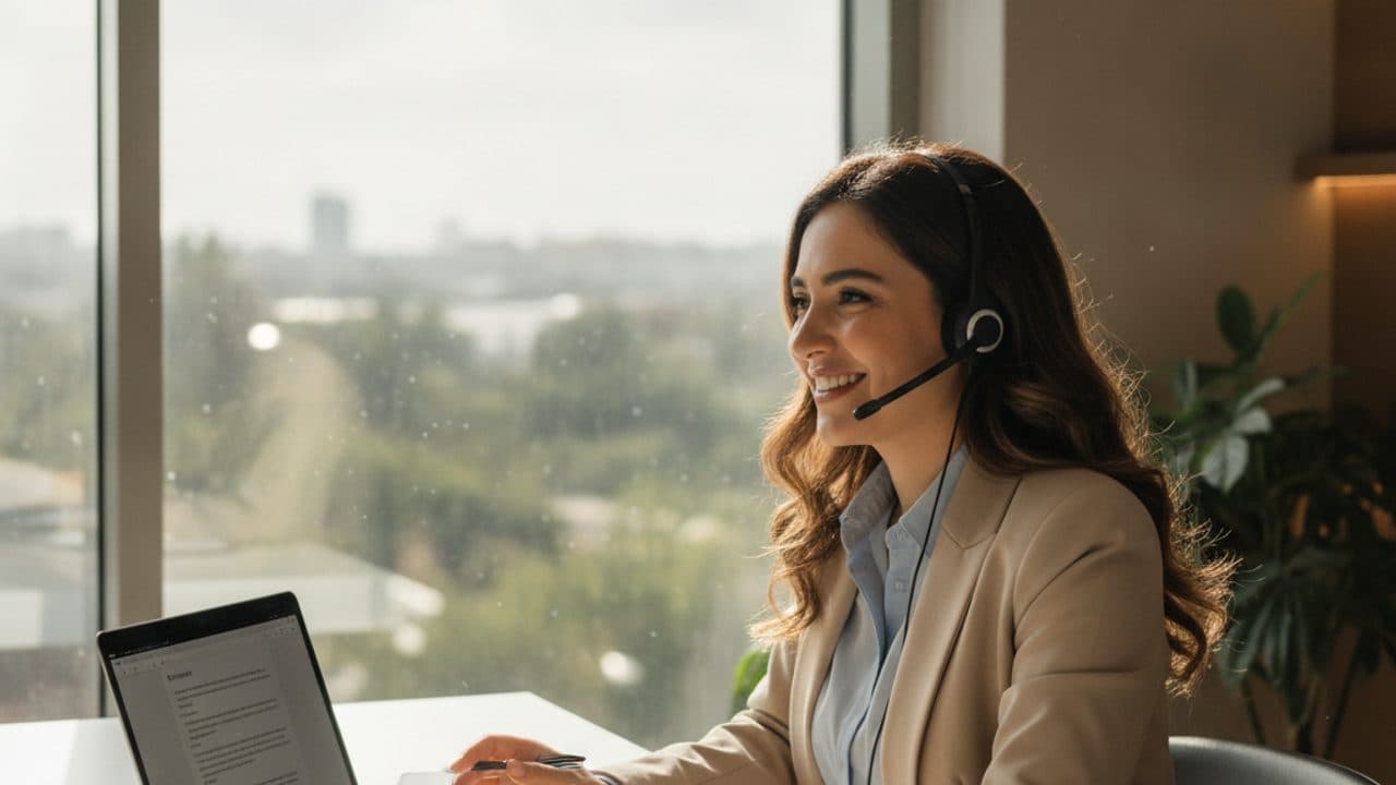 کارشناس مرکز اعزام پرستار همراه الف در حال مشاورهی تلفنی دربارهی خدمات تزریق در منزل