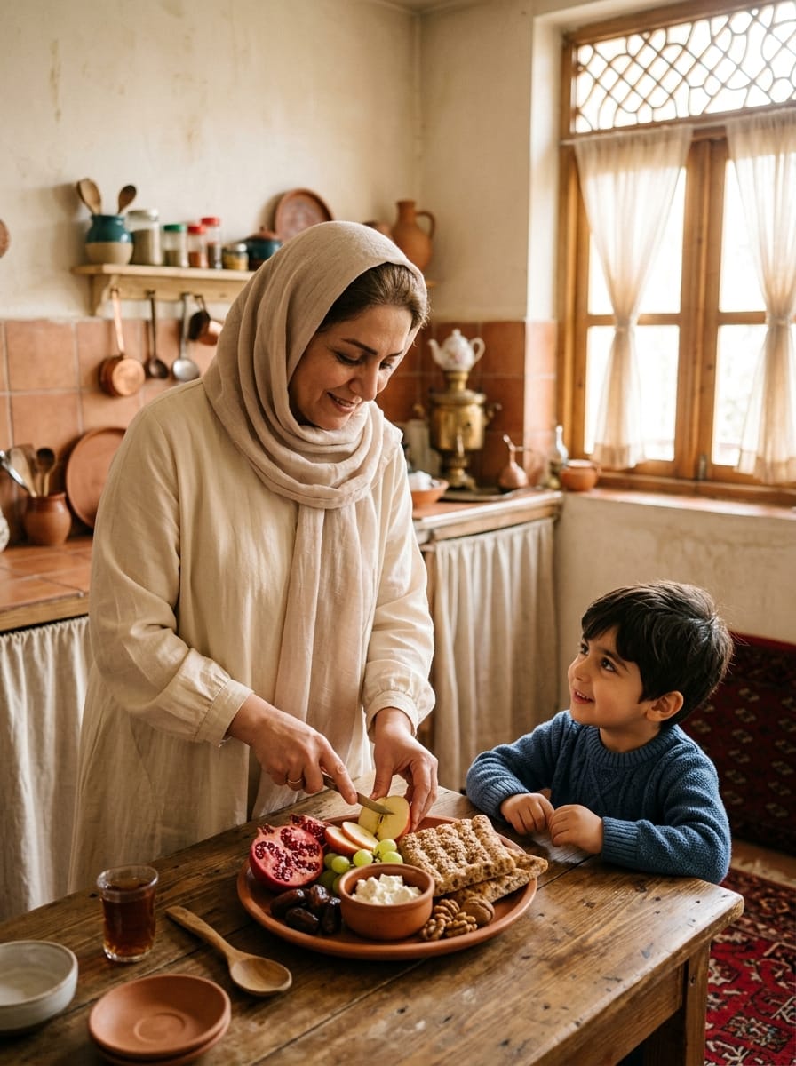 صبح زود، پرستار در حال آماده کردن صبحانهی کودک در کرج