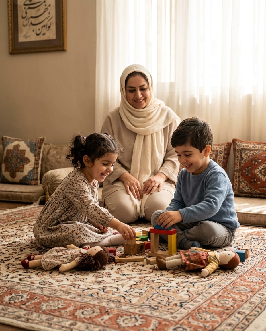 کودکان در حال بازی در خانهای آمادهی میزبانی